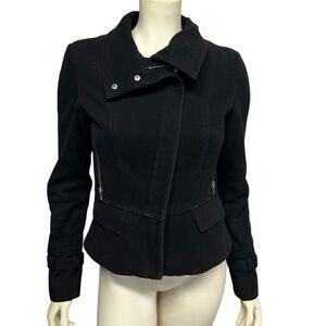 Express Black Moto Jacket Fabric Soft Short Coat Fall Winter  Asymmetrical